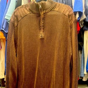 New without tags quarter zip front, sweater, brown in color with a copper hue.